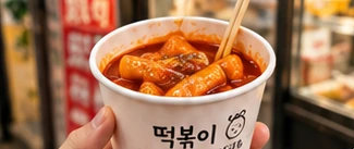 A cup of spicy rice cakes